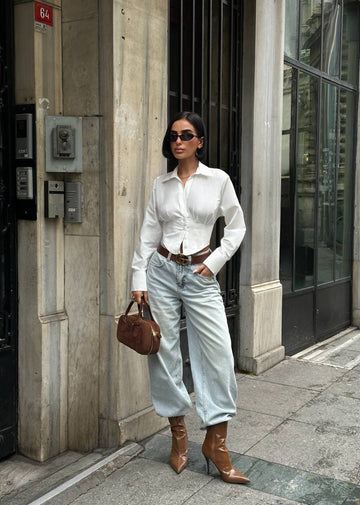 Urban Sculpt Cropped Blouse Fitted Waist Shaping 1278