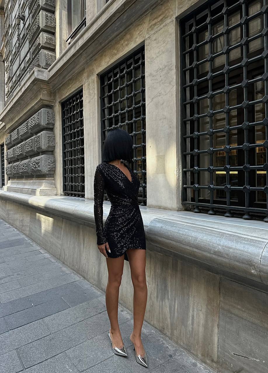 The Radiance Sequin Wrap Mini Dress – 1073