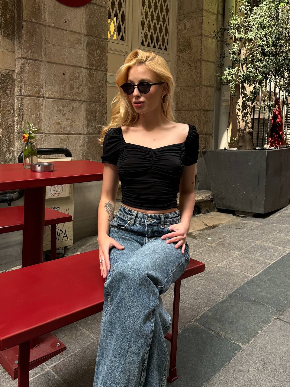 The Ruched Puff-Sleeve Crop Top – 1172