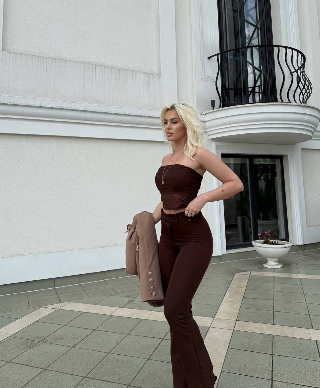 The Luxe Strapless Mesh Panel Set Chic Two-Piece - 1166