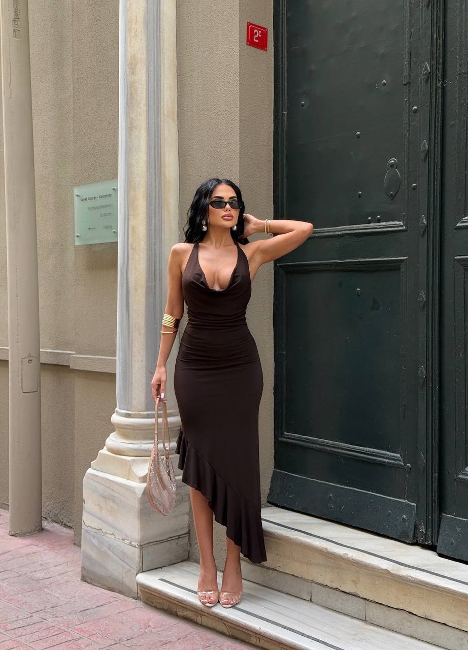 The Havana Ruffle-Edge Halter Dress - 1211