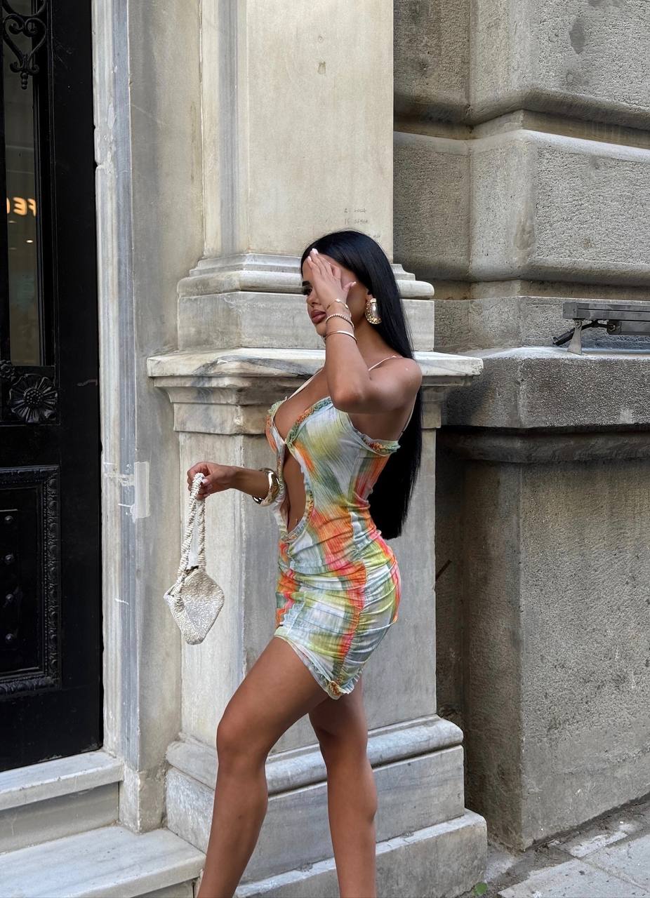 The Havana Cut-Out Ruffle Mini Dress Sunset Glow - 1229