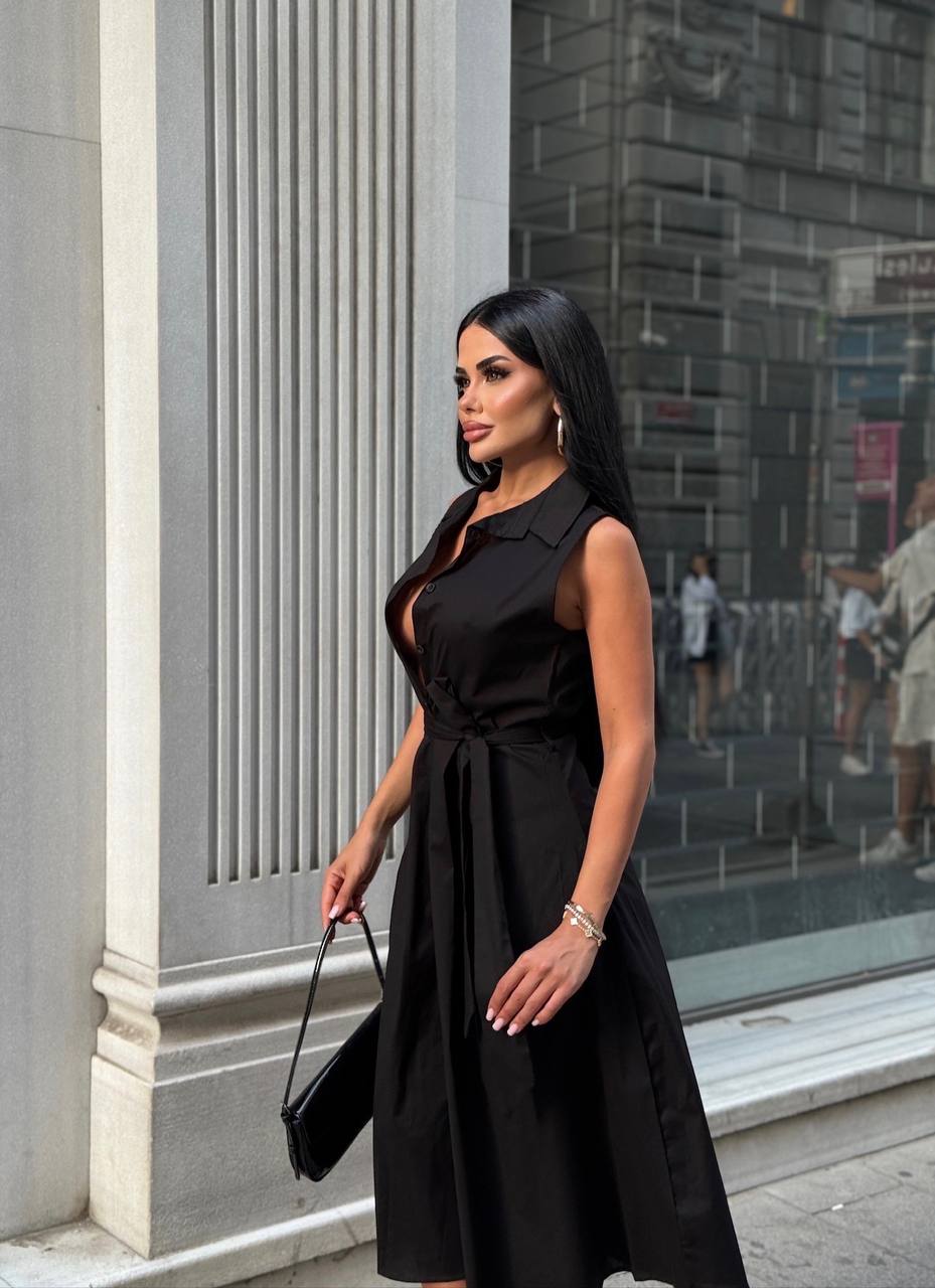 Urban Grace Button-Down Midi Dress – 1231