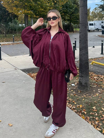 Urban Luxe Two-Piece Set Oversized Satin Finish 1261