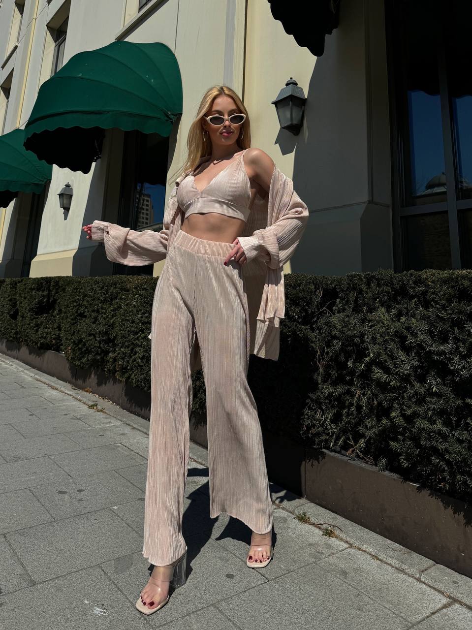 Lime Pleated Lounge Set – 1097