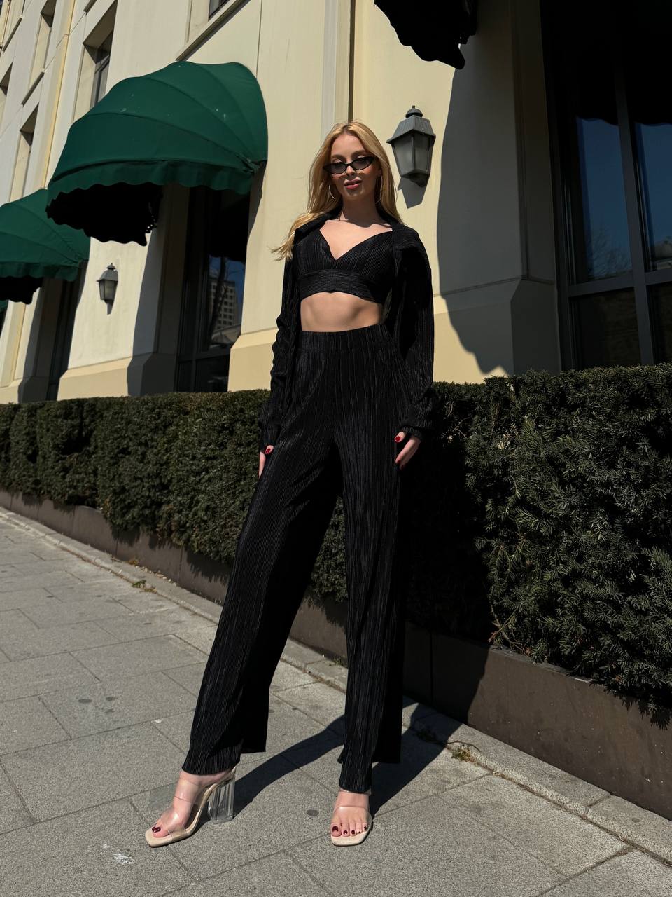 Lime Pleated Lounge Set – 1097