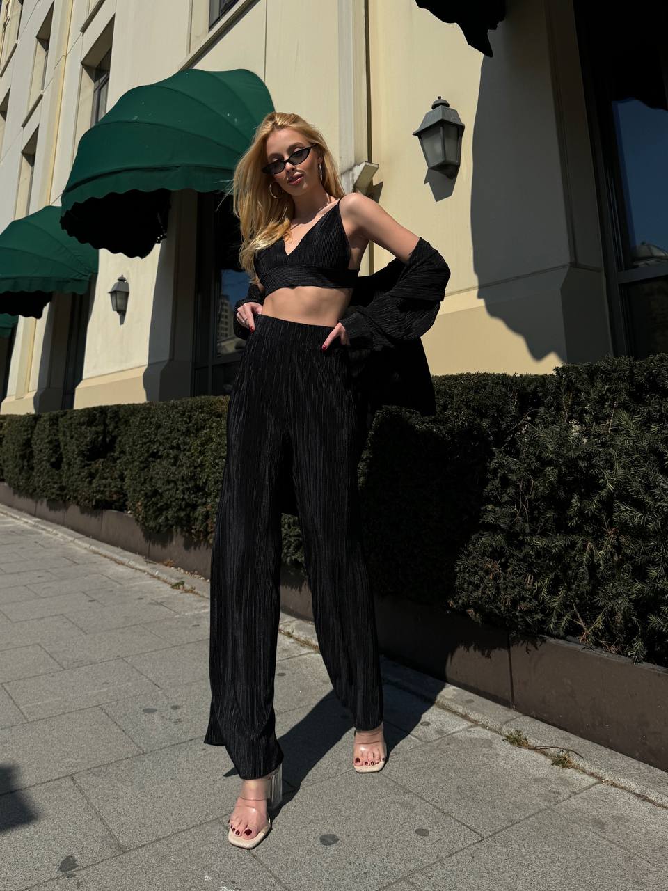 Lime Pleated Lounge Set – 1097