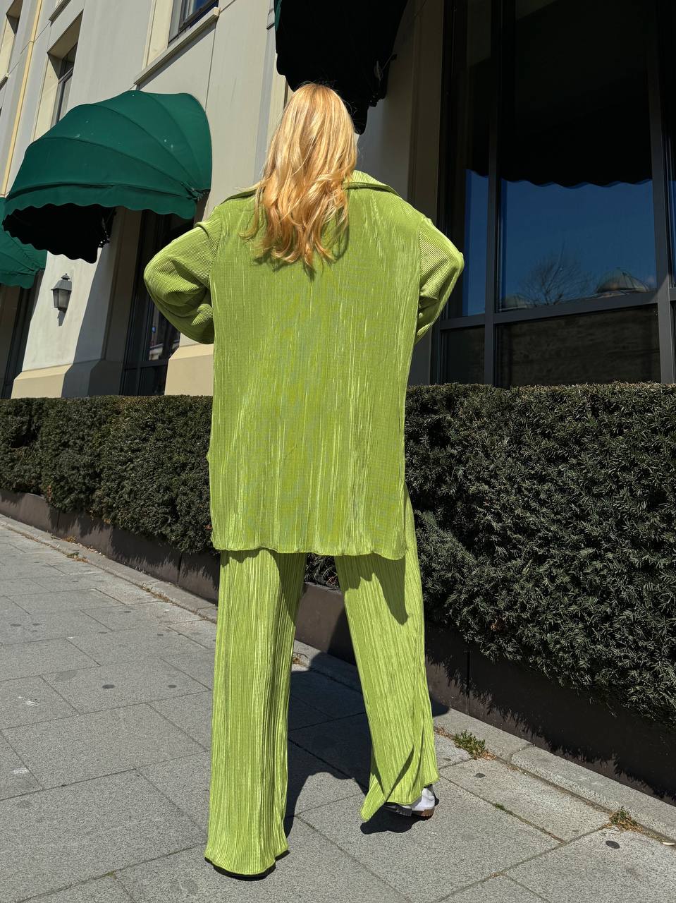 Lime Pleated Lounge Set – 1097