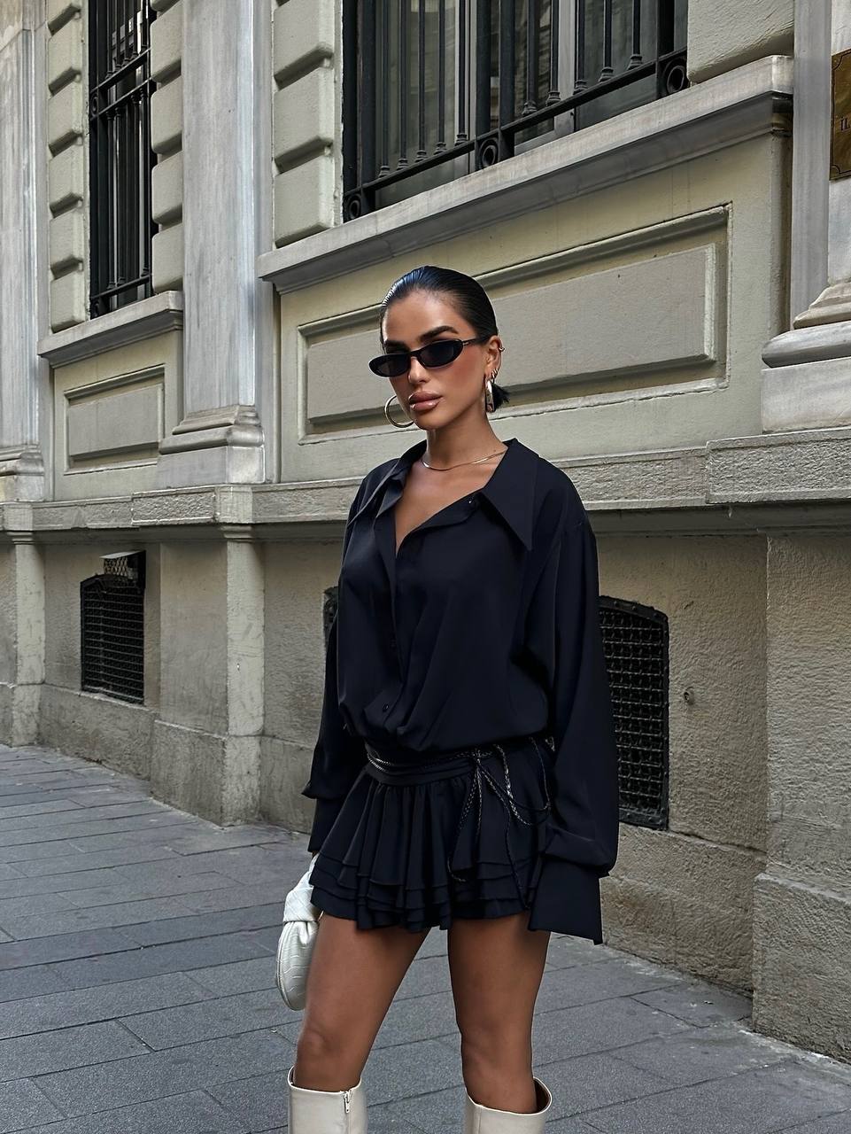 The Luxe Pleated Shirt Dress - 1024