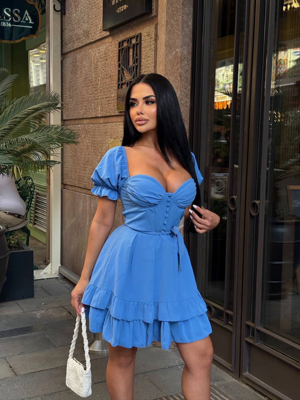 The Bella Ruffle-Sleeve Corset Mini Dress - 1204