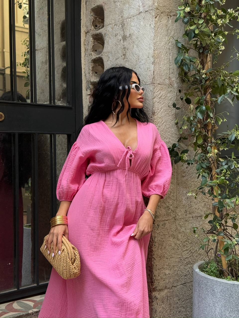 The Riviera Puff-Sleeve Midi Dress – 1206