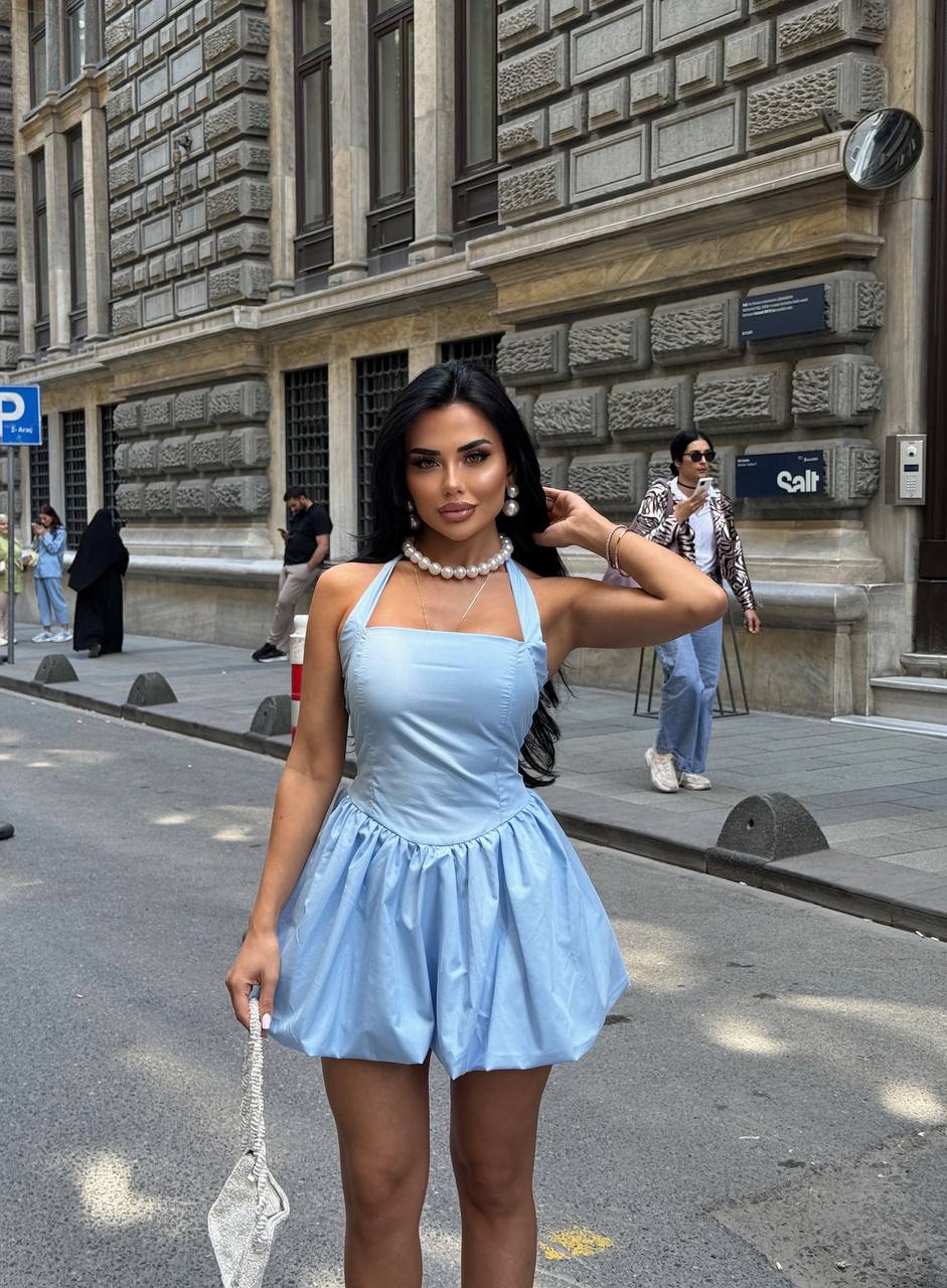 The Bella Halter Bubble Mini Dress Luxe Edition - 1214