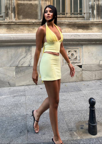 The Soleil Two-Piece Halter Mini Set – 1236