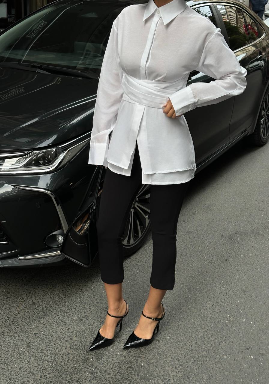 Sculpted Elegance Longline Shirt Dress Wrap Waist 1267