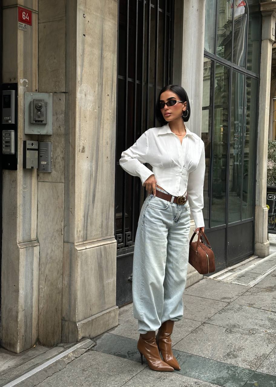 Urban Sculpt Cropped Blouse Fitted Waist Shaping 1278