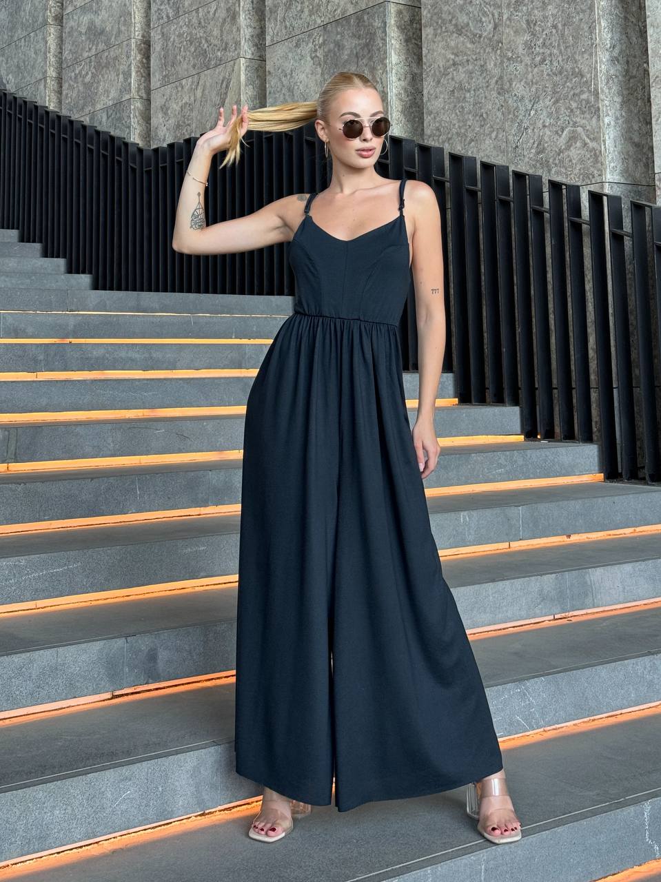 The Noir Flow Wide-Leg Jumpsuit – 1120