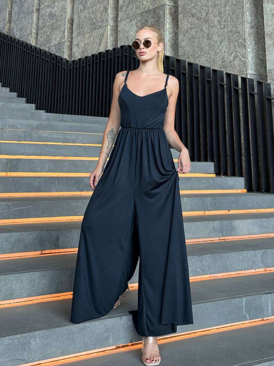 The Noir Flow Wide-Leg Jumpsuit – 1120