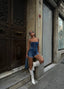 The Denim Charm Strapless Romper – 1119
