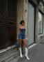 The Denim Charm Strapless Romper – 1119