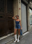 The Denim Charm Strapless Romper – 1119