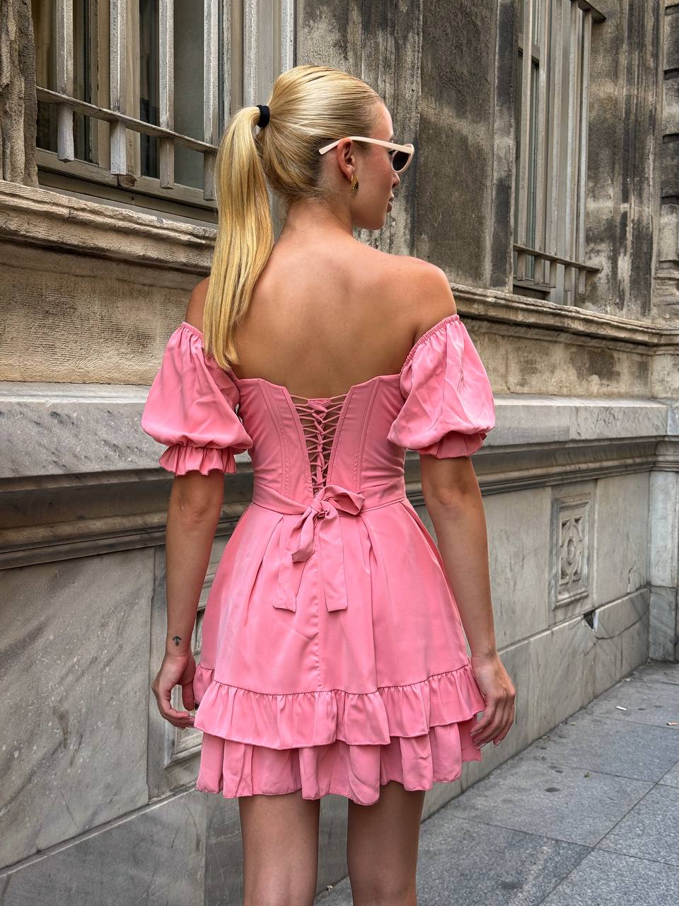 The Delphine Ruffled Corset Dress - 1115