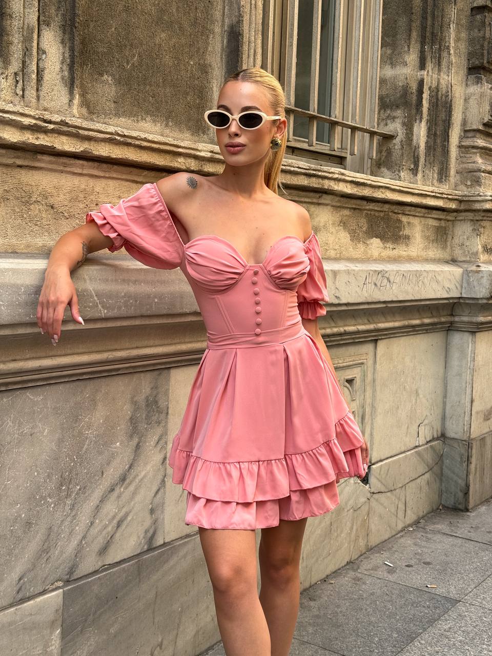 The Delphine Ruffled Corset Dress - 1115