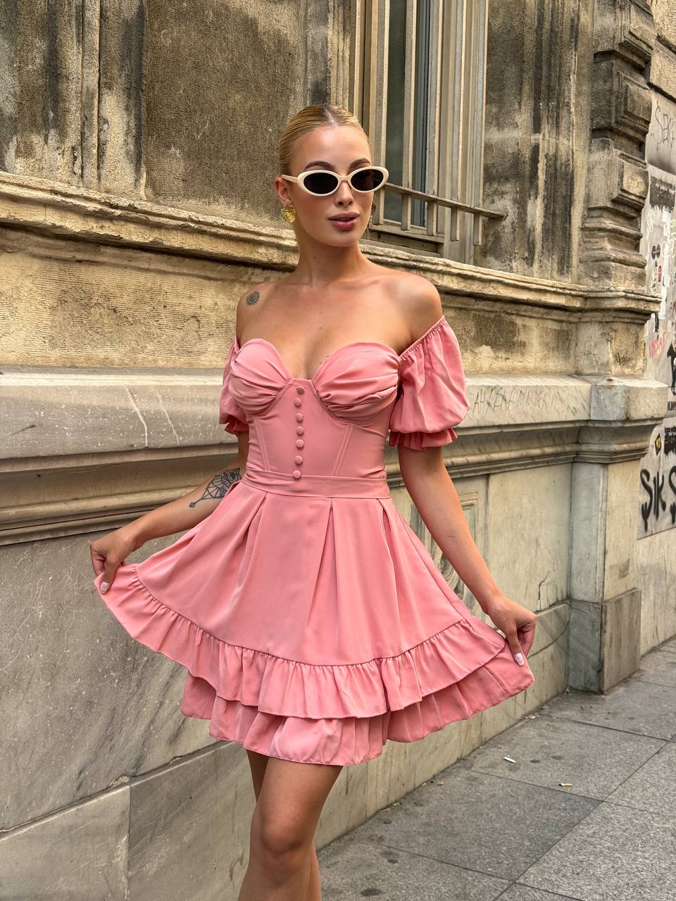 The Delphine Ruffled Corset Dress - 1115