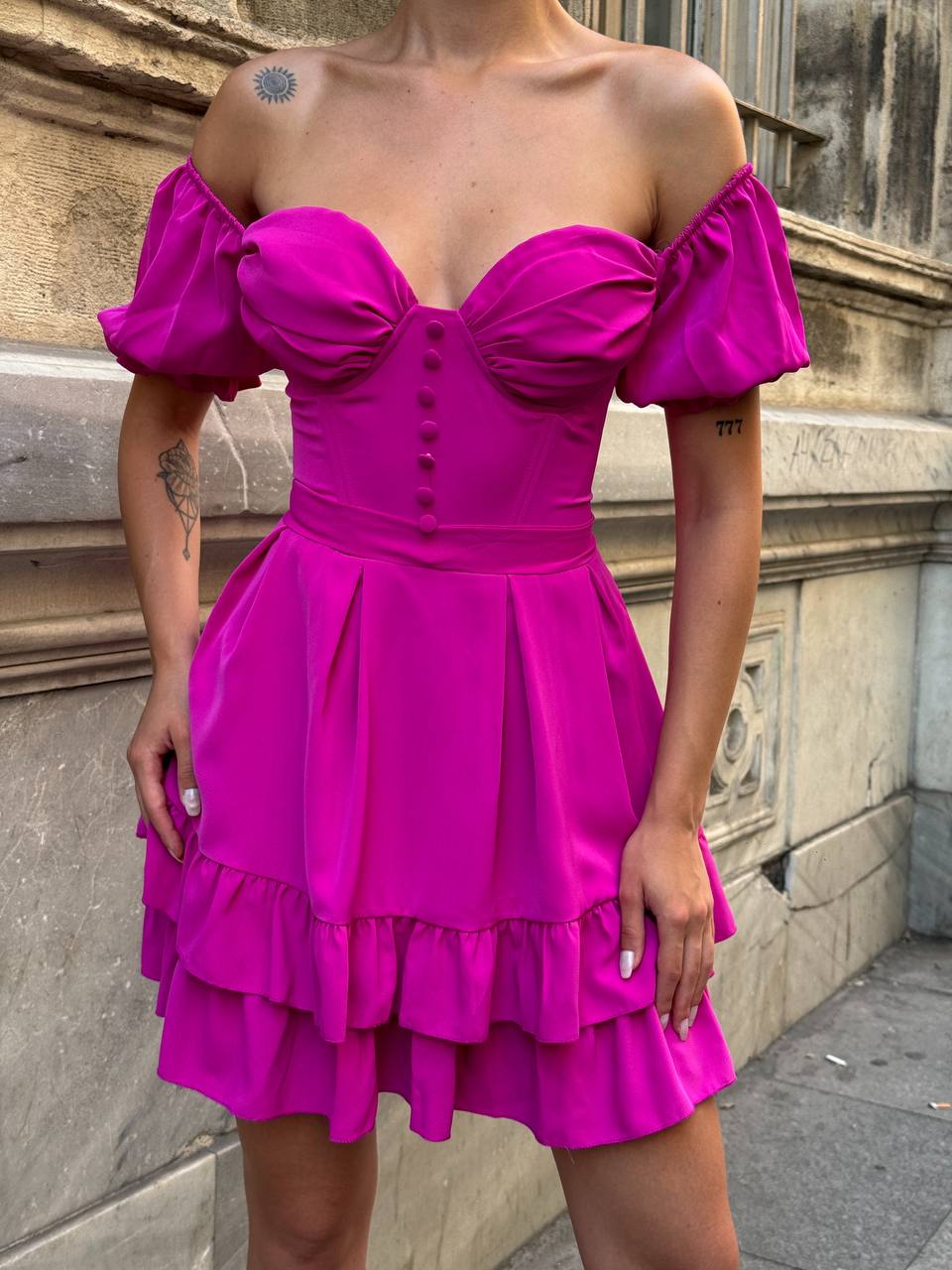 The Delphine Ruffled Corset Dress - 1115