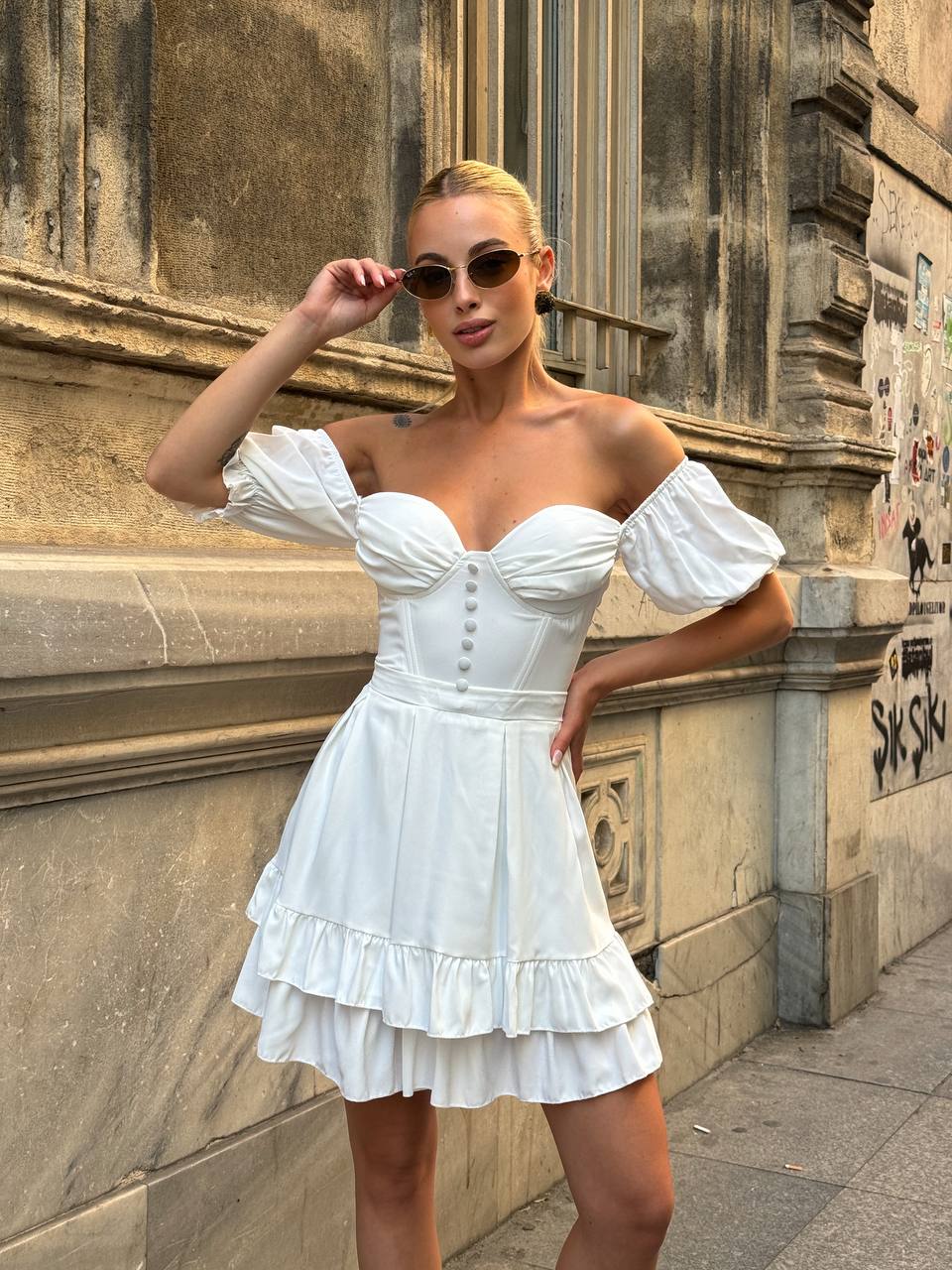 The Delphine Ruffled Corset Dress - 1115