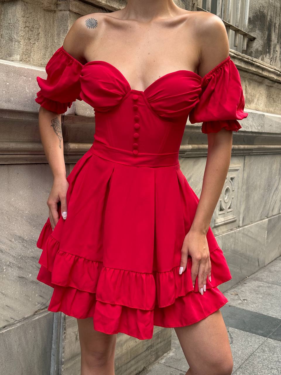 The Delphine Ruffled Corset Dress - 1115