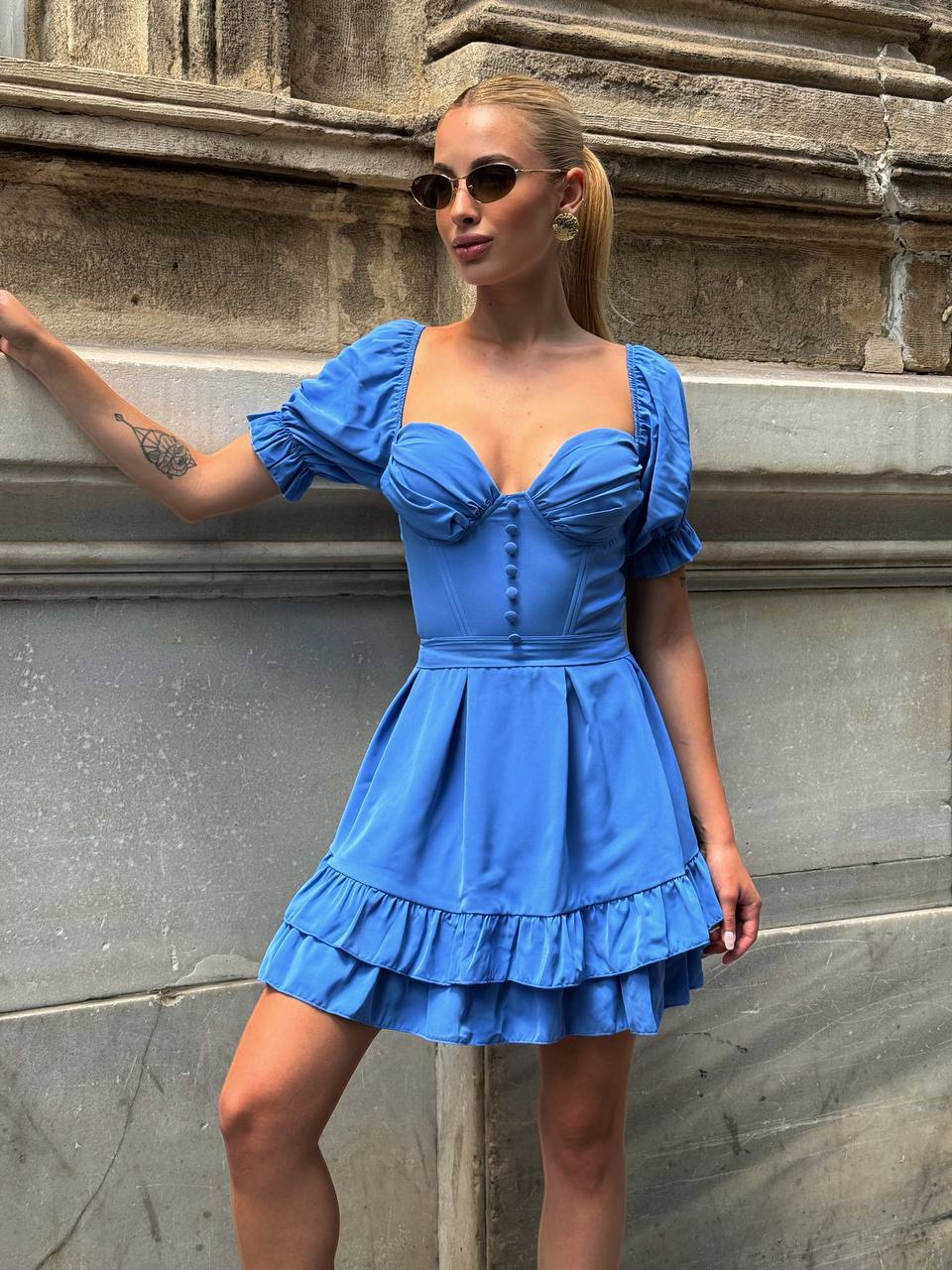 The Delphine Ruffled Corset Dress - 1115