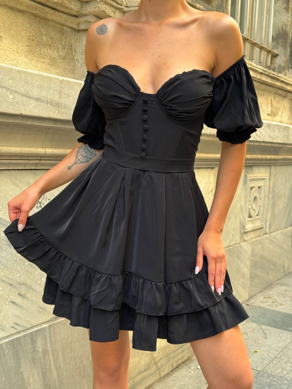 The Delphine Ruffled Corset Dress - 1115