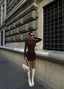 The Luxe Ruched Long Sleeve Mini Dress – 1043