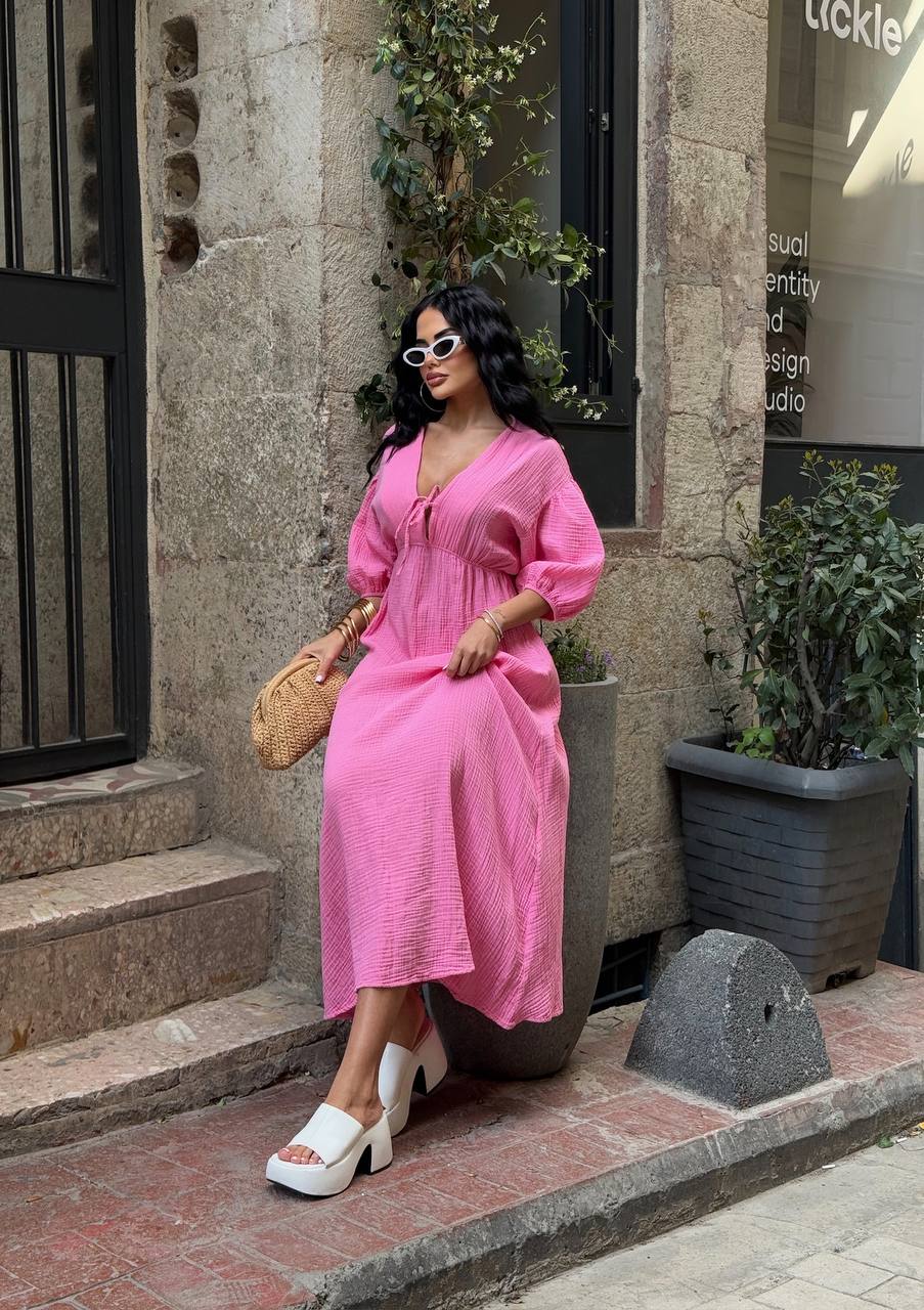 The Riviera Puff-Sleeve Midi Dress – 1206