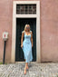 Summer Blossom Shoulder-Tie Blue Floral - 1221