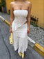 Sunset Whisper Strapless Lace Midi Dress - 1223