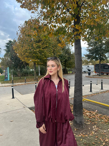 Urban Luxe Two-Piece Set Oversized Satin Finish 1261