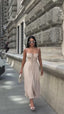 The Riviera Charm Lace-Up Midi Dress Summer Romance - 1202