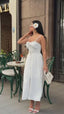 The Riviera Charm Lace-Up Midi Dress Summer Romance - 1202