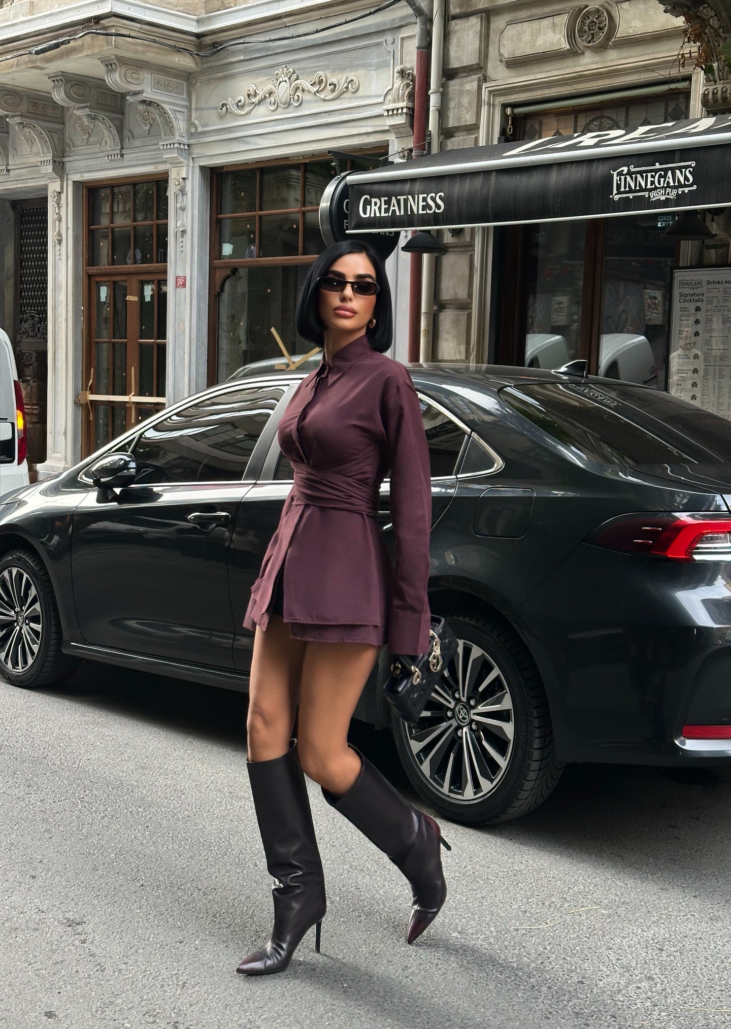 Sculpted Elegance Longline Shirt Dress Wrap Waist 1267