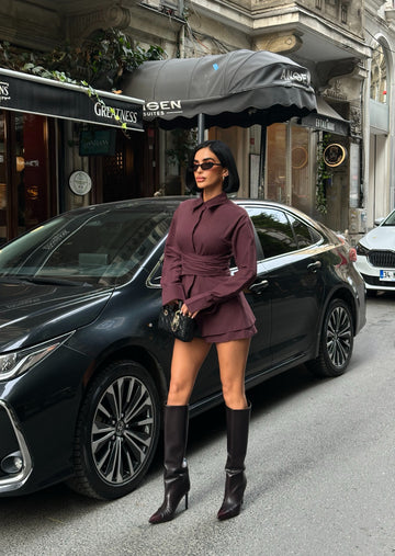 Sculpted Elegance Longline Shirt Dress Wrap Waist 1267