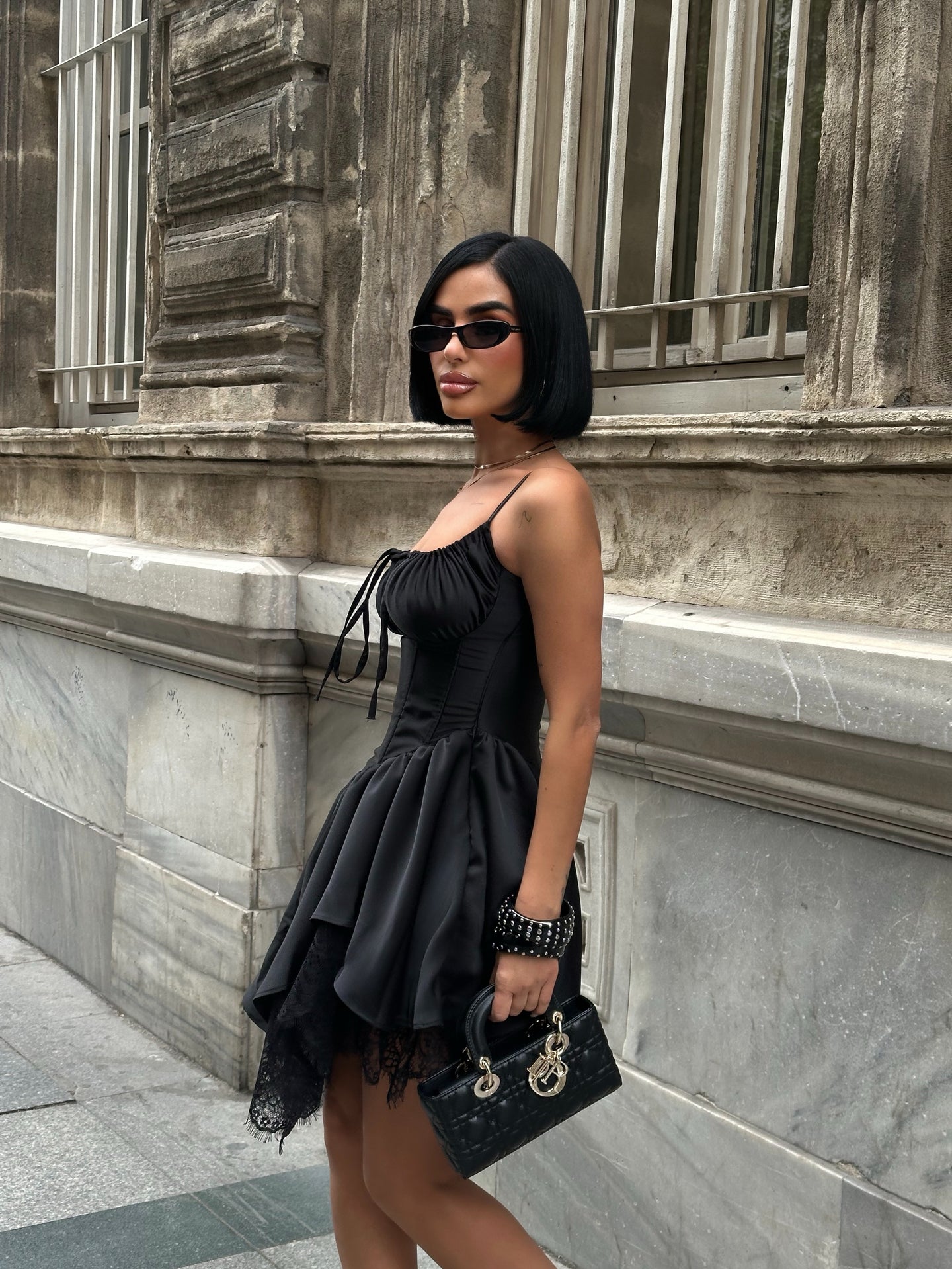 Romantic Corset Mini Dress Asym Lace 1266