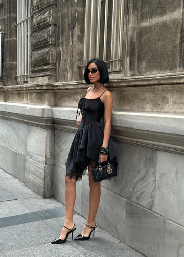 Romantic Corset Mini Dress Asym Lace 1266