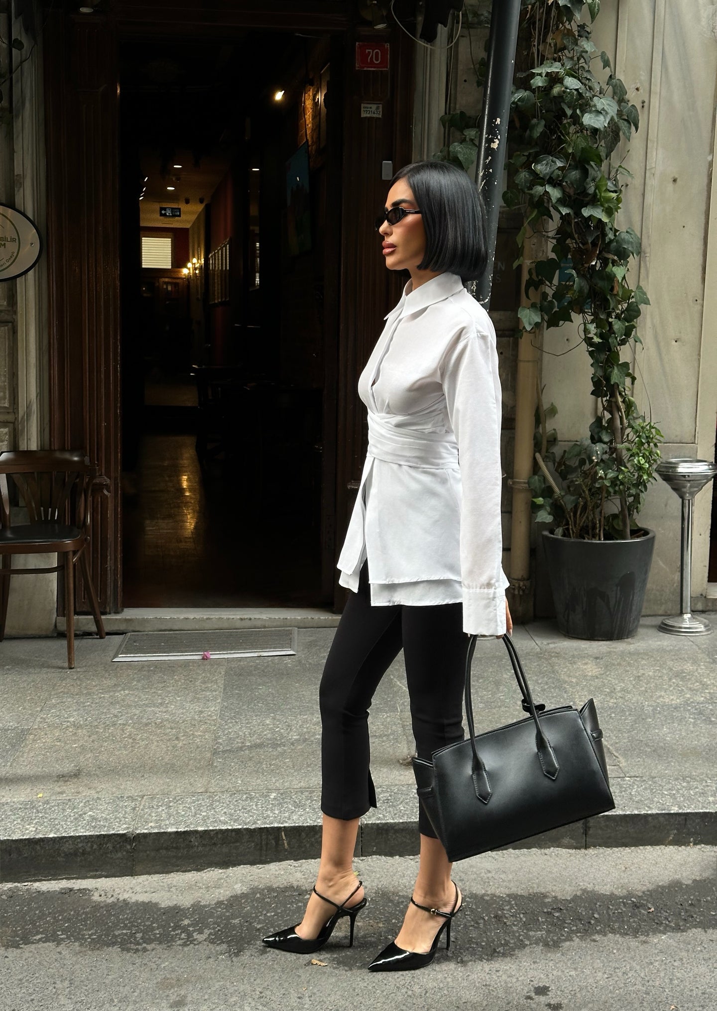 Sculpted Elegance Longline Shirt Dress Wrap Waist 1267