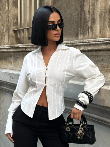 Sculpt Curve Button Shirt Tailored Waist Design 1265