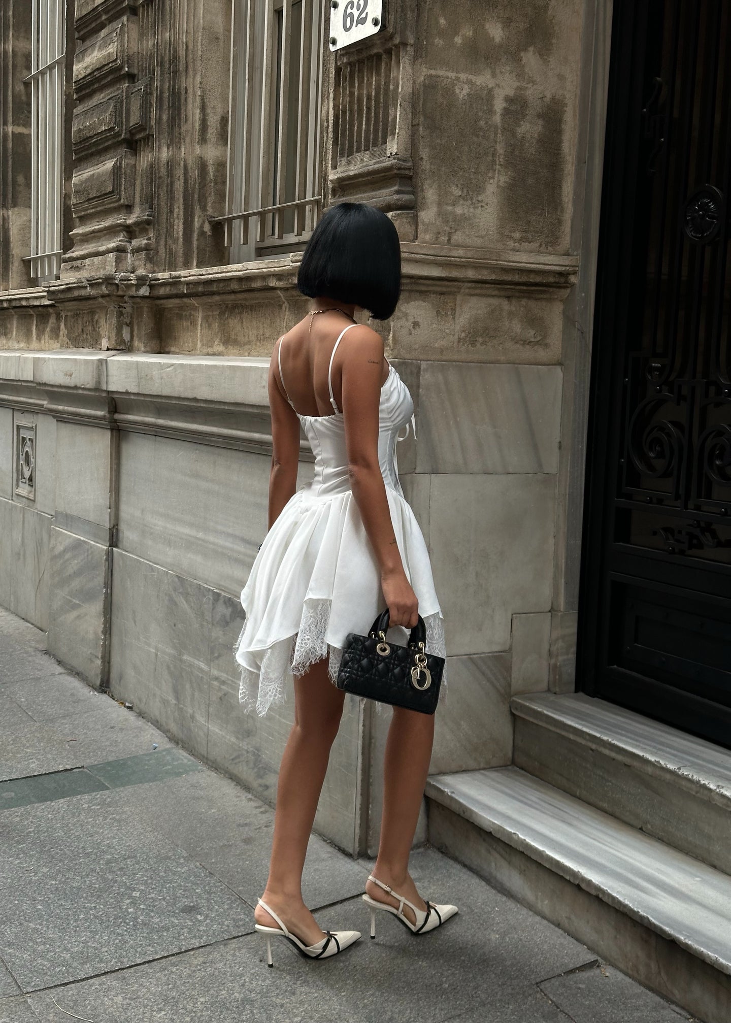 Romantic Corset Mini Dress Asym Lace 1266