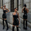 Sleek Noir Vinyl Mini Dress - 1023