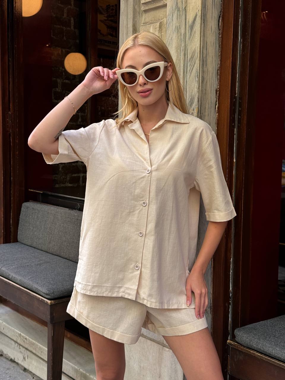 Relaxed Effortless  Linen Shirt and Shorts Set – 1109