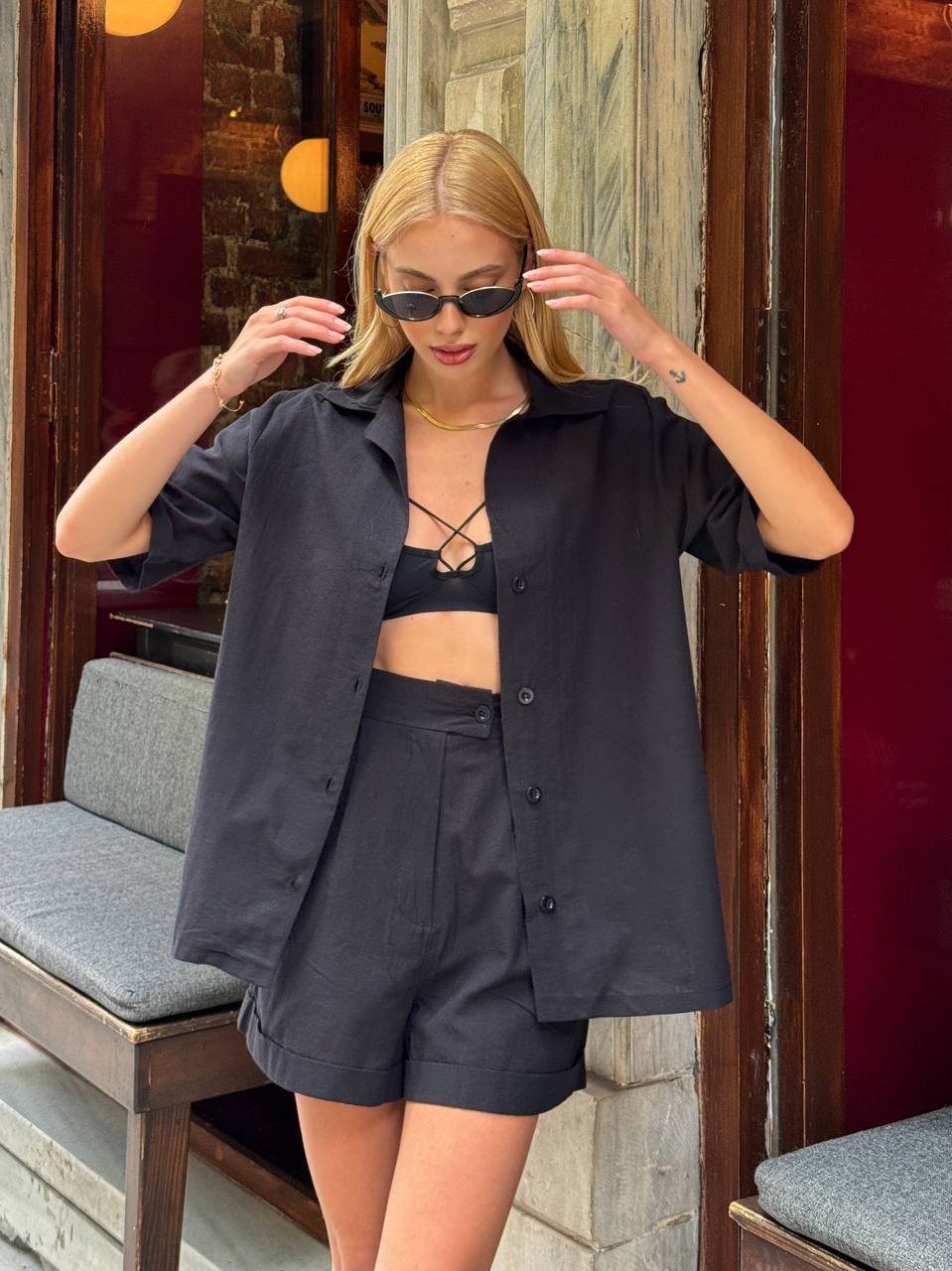 Relaxed Effortless  Linen Shirt and Shorts Set – 1109