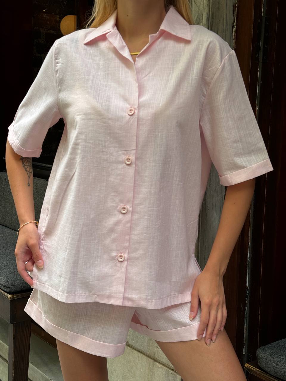 Relaxed Effortless  Linen Shirt and Shorts Set – 1109